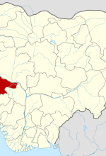 Location of Kwara state, Nigeria. (Himalayan Explorer based on work by Uwe Dedering)