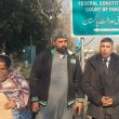 Maria Shahbaz's parents with rights activist Safdar Chaudhry after federal court ruling on Feb. 3, 2026. (Facebook)