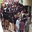 Muslim mob protests outside of home of Christian accused of blasphemy in Karachi, Pakistan on July 9, 2026. (Screenshot from Facebook)