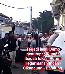 Muslims protest church in Hegarmanah Indah housing complex, Cikancung District, West Java, Indonesia on June 24, 2026. (Screenshot from YataOfficial video on YouTube)