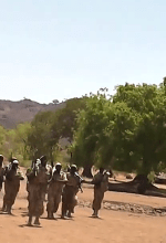 Members of the SPLA in Nuba Mountains in video recording from 2014. (Screenshot from Nuba Mountains Shamson)