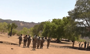 Members of the SPLA in Nuba Mountains in video recording from 2014. (Screenshot from Nuba Mountains Shamson)