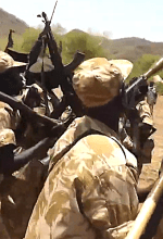 SPLA members in Nuba Mountains in video recording from 2014. (Screenshot from Nuba Mountains Shamson)