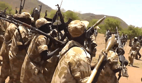 SPLA members in Nuba Mountains in video recording from 2014. (Screenshot from Nuba Mountains Shamson)